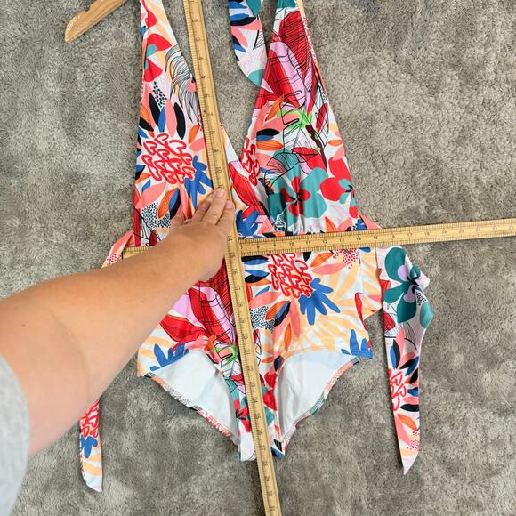 Modcloth The Brooke One Piece Tie Front Floral Swimsuit M Medium - Picture 12 of 12